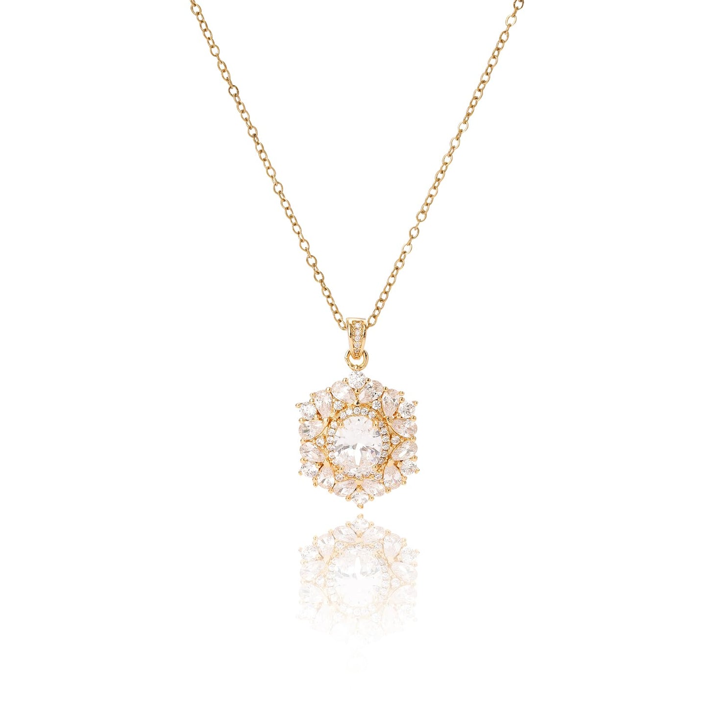crataly Baroque April Birthstone Diamond Necklaces for Women-Gold Plated Diamond Pendant Maximalist Jewelry For Valentines Day Mother's Day Christmas Birthday Gifts