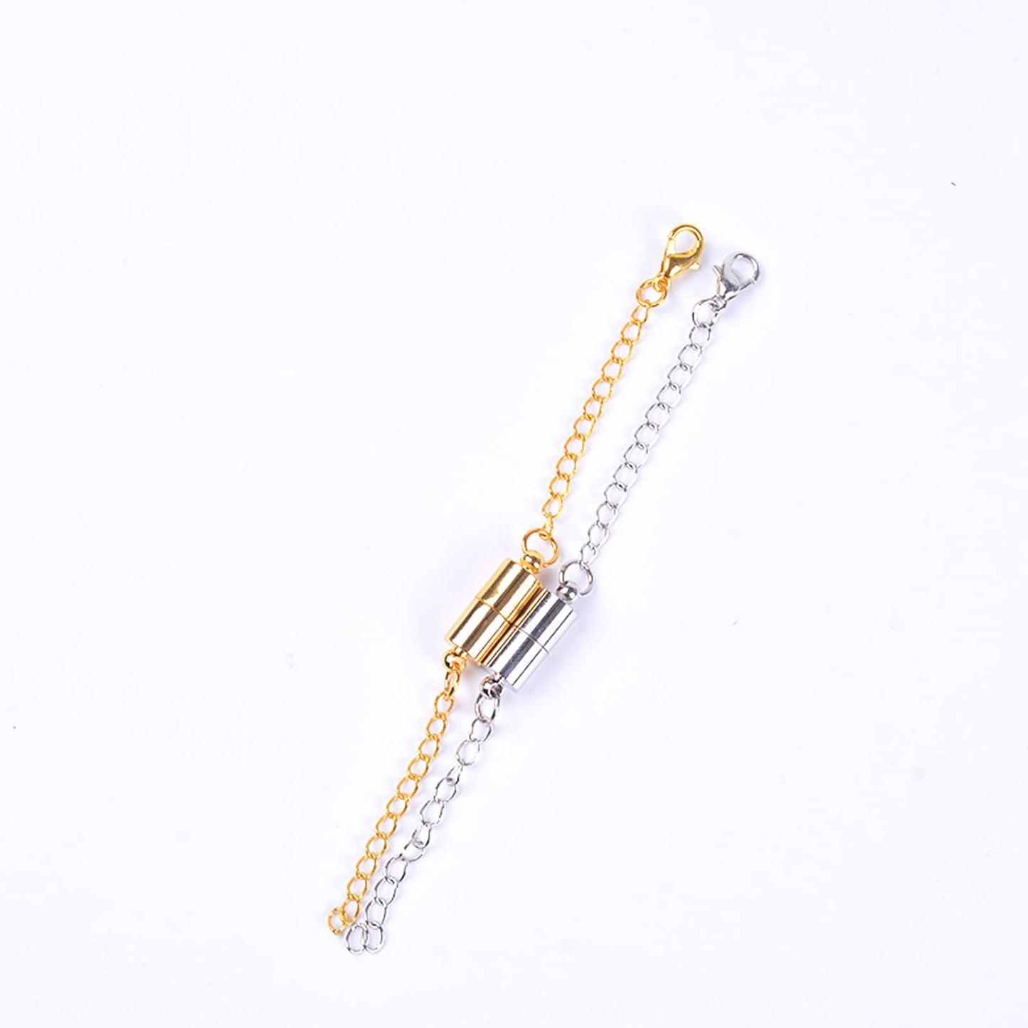 Mizeer Magnetic Necklace Extenders, Adjustable Chain Extenders for Necklaces, Magnetic Necklace Clasps and Closures with Extender Chains (4pcs Gold)