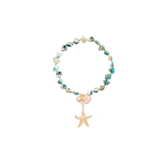 Decixde Shell Necklace Gold Starfish Necklace Seashell Necklaces Sea Starfish Necklaces Conch Necklace Summer Beach Jewelry (blue)