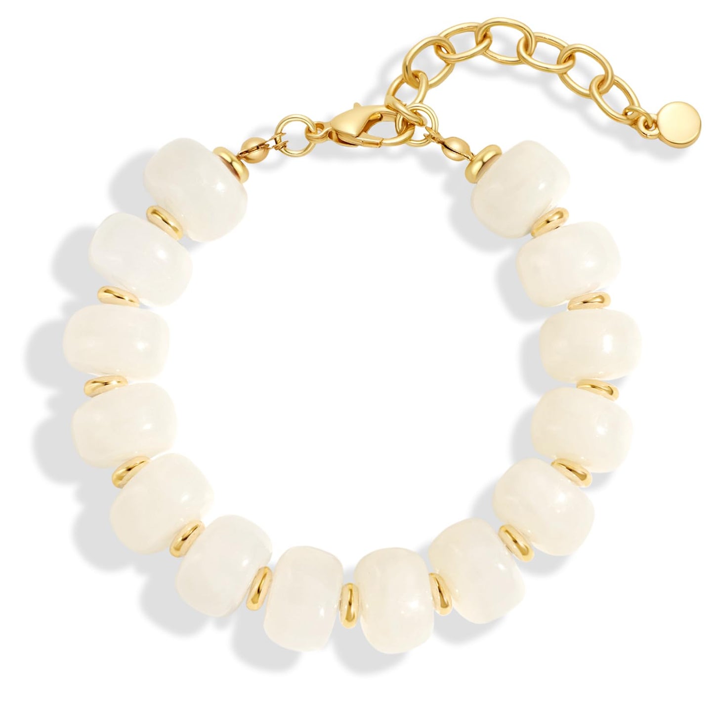 HolidayQbee Beaded Bracelets for Women Dainty Chunky Bracelet White Beaded Boho Summer Bracelet Fashion Trendy Stone Beads Bracelet Beach Jewelry Gifts