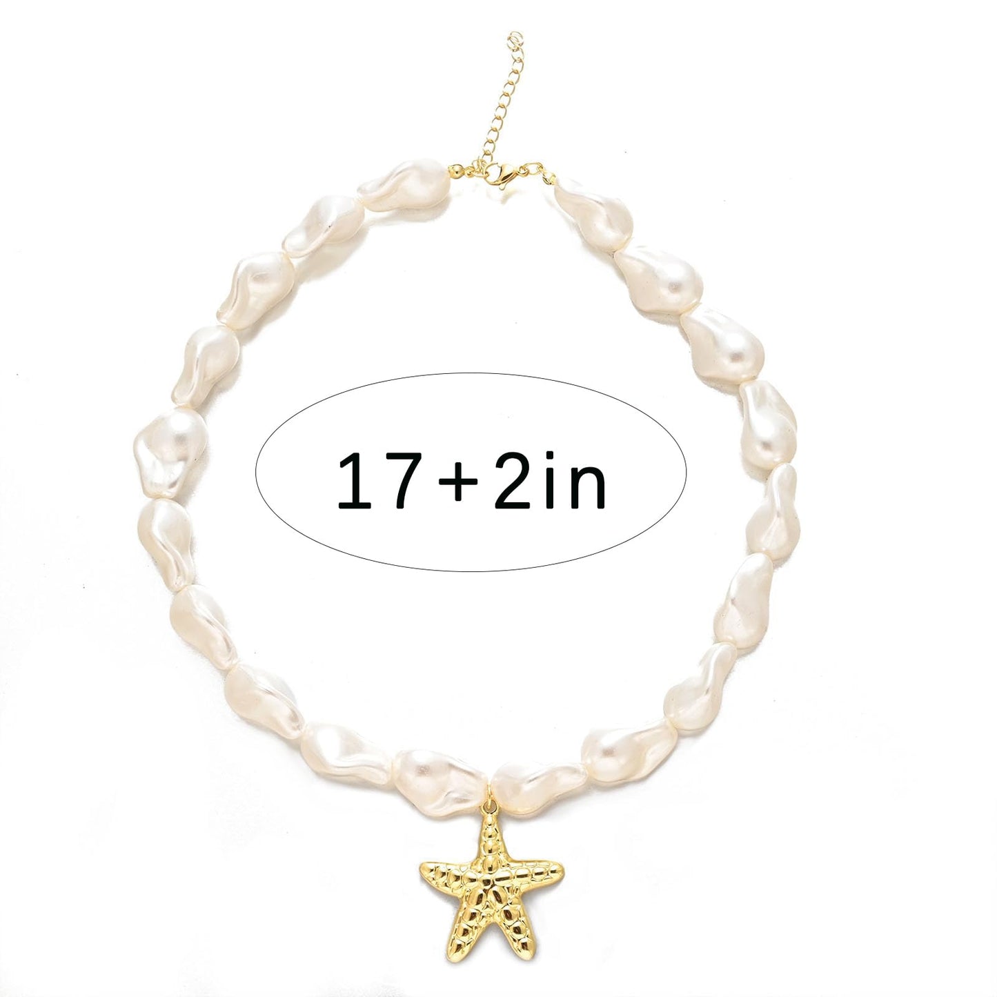 Starfish Pearl Necklace for Women Baroque Pearl Starfish Necklace Bubble Star Statement Necklaces Adjustable Baroque Star Necklaces Summer Fashion Jewelry Accessories (starfish)