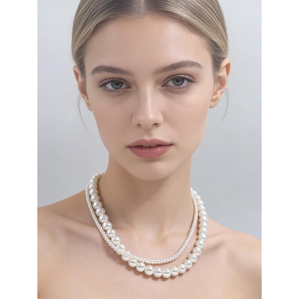 Imitation Pearl Necklace for Women Round Bead Beaded Pearl Choker Necklace Bead Pearls Necklaces Trendy Jewelry Gift 2.5 3 4 5 6 7 8 10 12 MM (2.5 mm)