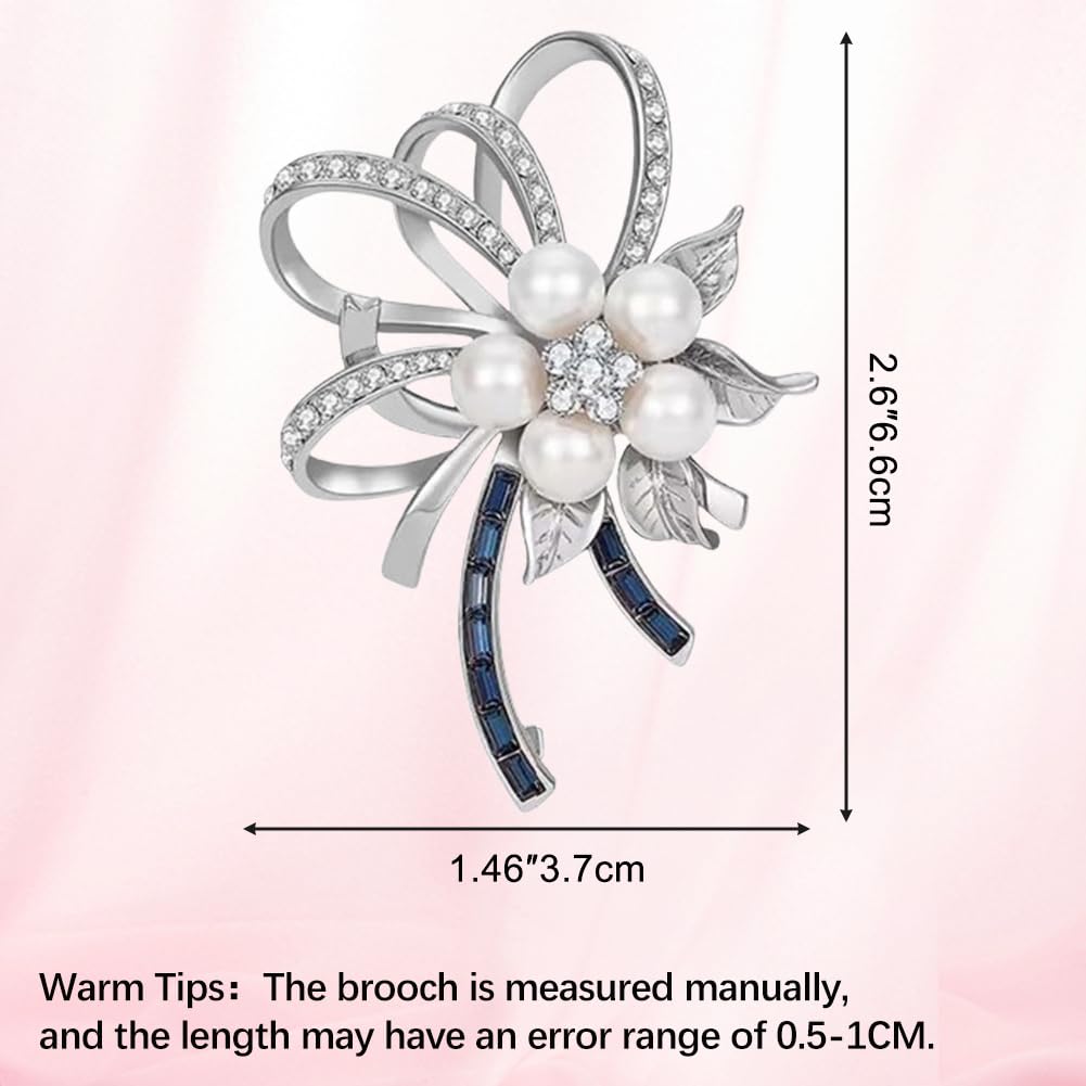 JKQBUX Chic Pearl Crystal Brooch Pins for Women Girls Fashion Shawl Pin Corsage Brooch Party Ceremony Accessories Dance Banquet Pins