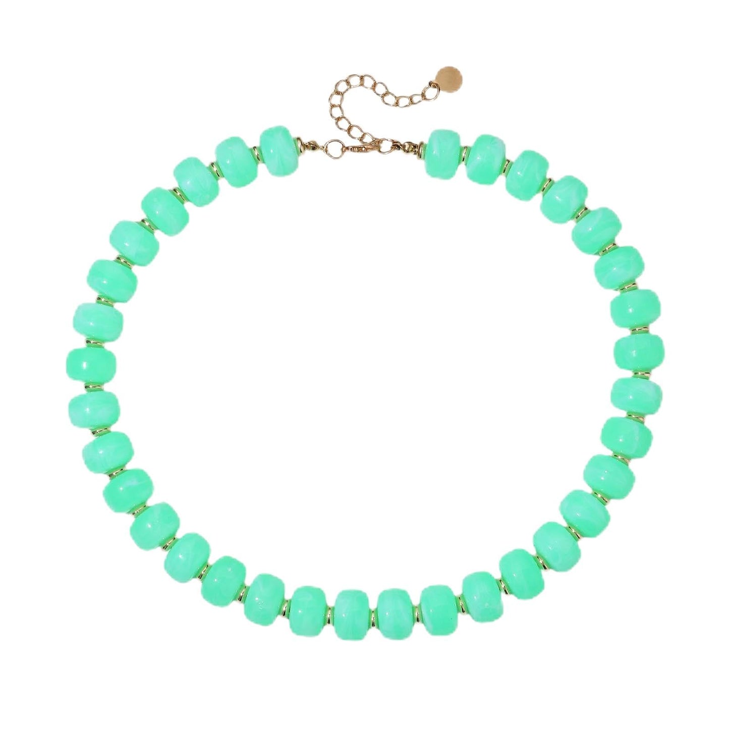 joymiao Beaded Necklace for Women Green Resin Chunky Colorful Necklaces Gemstone Beads Large Beaded Choker Summer Beach Jewelry