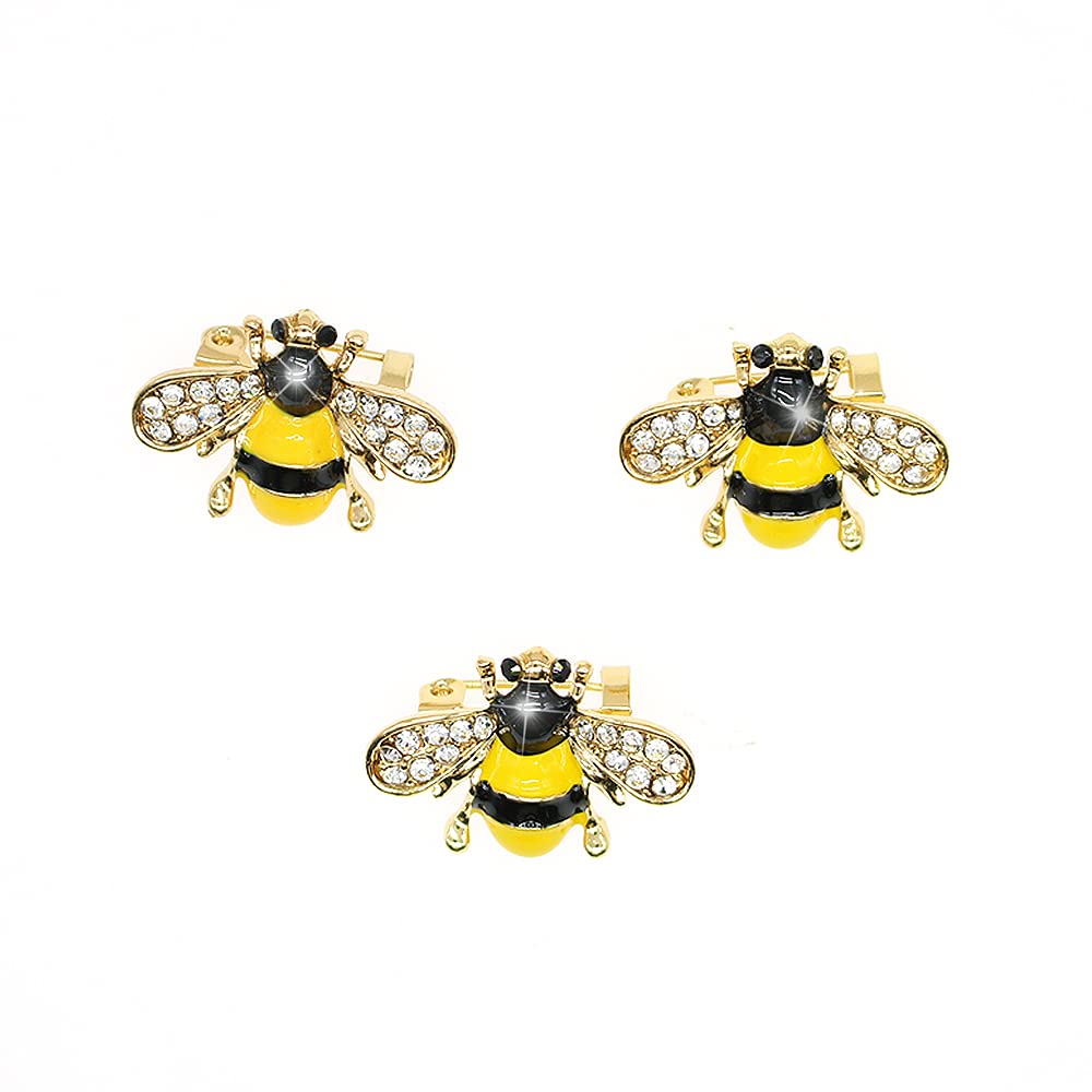 3 Pack Cute Bee Brooch Pin Set Enamel Crystal Animal Lapel Brooches Novelty Funny Pins Badges for Women Girls Boys Clothing Bags Backpacks Jackets Hat (Style 3)