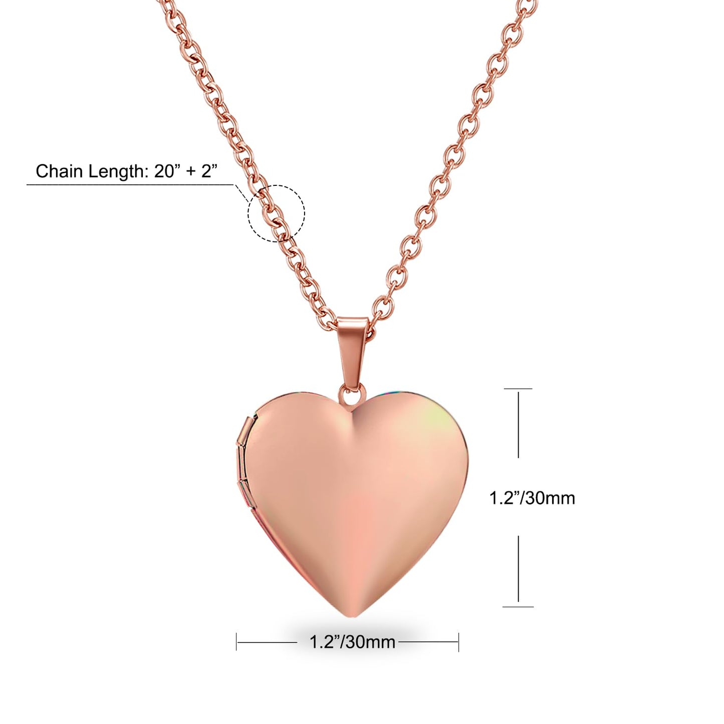 PHOCKSIN Rose Gold Heart Lockets Necklace for Girlfriend Locket Necklaces that Holds 2 Pictures Memorial Lockets for Women