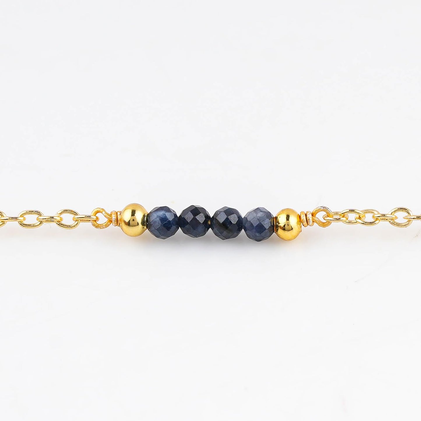 CRYSTALINES Natural Blue Sapphire Gemstone Beads, Handmade Station Dangle Star Charms Anklet, 14K Gold Plated, Adjustable Fashion Boho Jewelry for Women, Healing Crystals, Christmas Gift