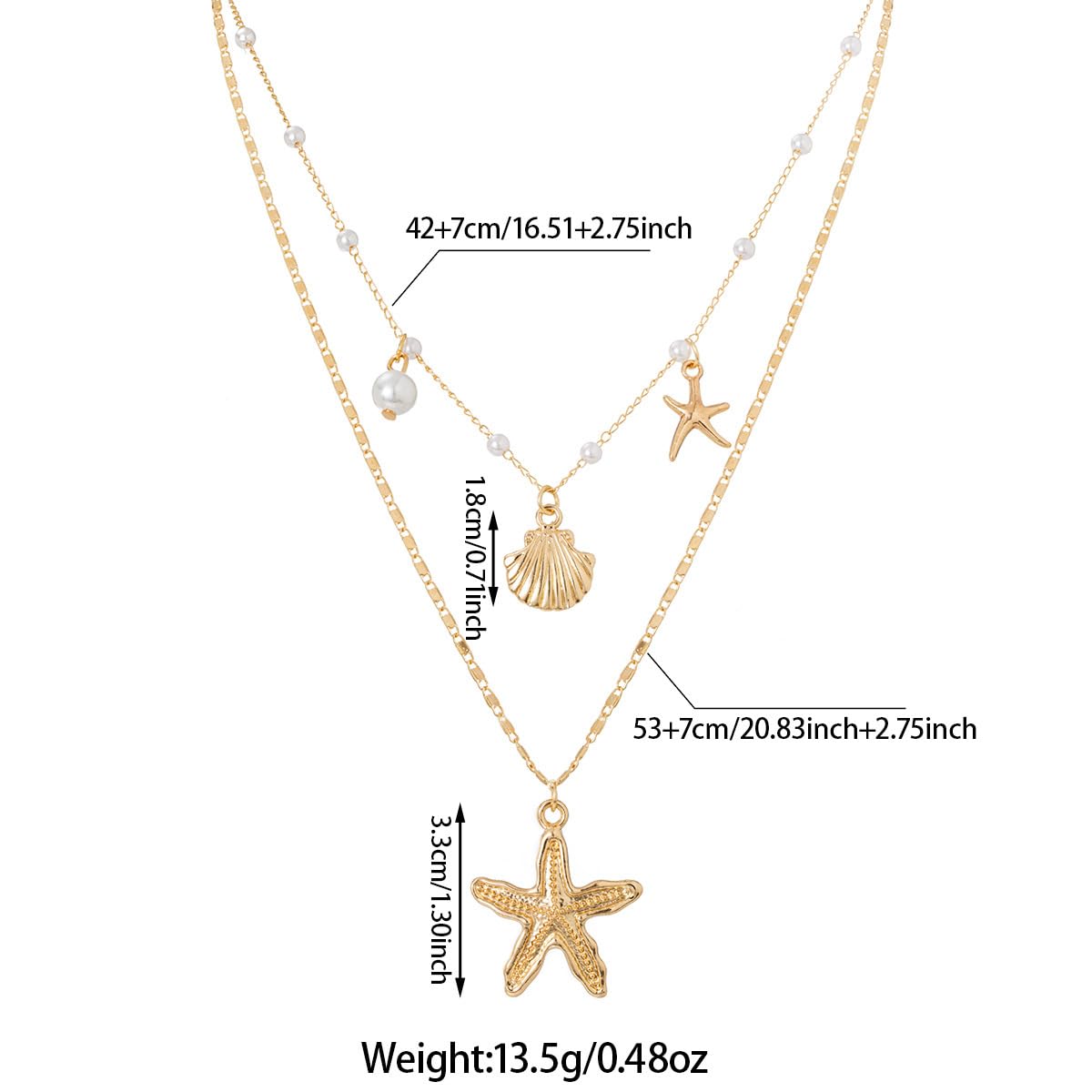 ONBRIG Seashell Necklace Beach Jewelry for Women Starfish Cowrie Puka Shell Necklaces Summer Beach Accessories for Women Vacation Mermaid Ocean Jewelry (style 1)