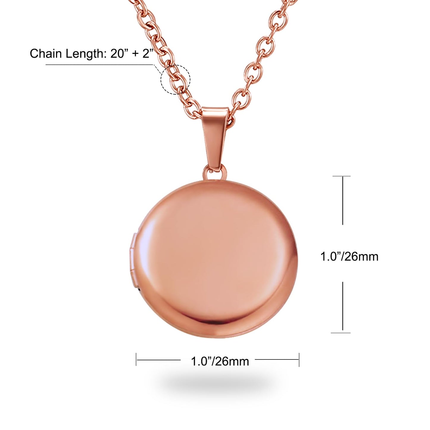 PHOCKSIN Rose Gold Round Lockets Necklace for Girlfriend Locket Necklaces that Holds 2 Pictures Memorial Lockets for Women