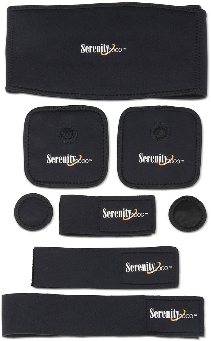 SERENITY2000 Full Body Magnetic Vitality Set for Back, Head, Wrist, Knee, Elbow, Ankle to Support, Relieve Discomfort, Improve Circulation - Eight-Piece Set with Magnetic Pads and Velcro Straps (Small/Medium - Waist up to 32")