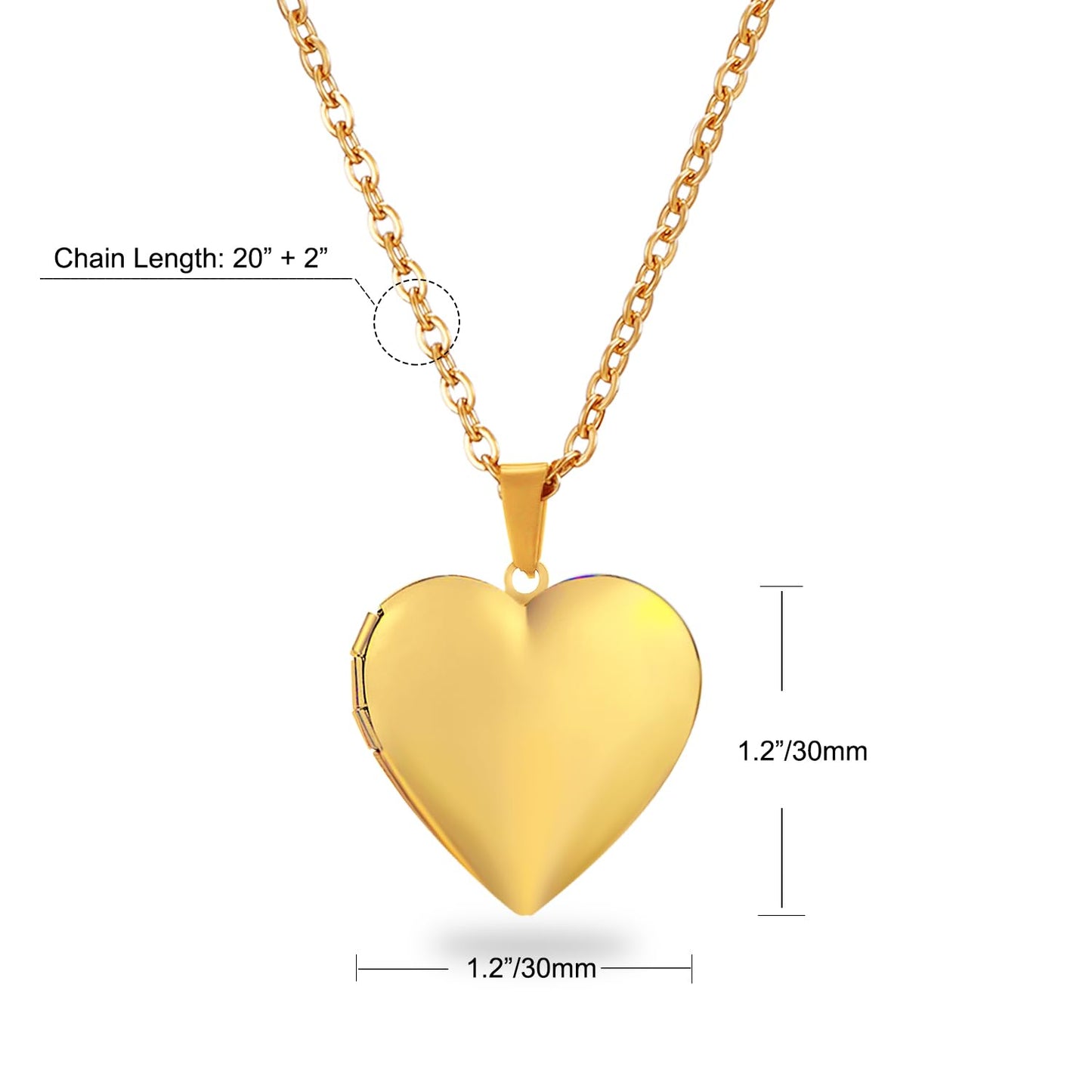 PHOCKSIN Gold Heart Lockets Necklace for Girlfriend Locket Necklaces that Holds 2 Pictures Memorial Lockets for Women
