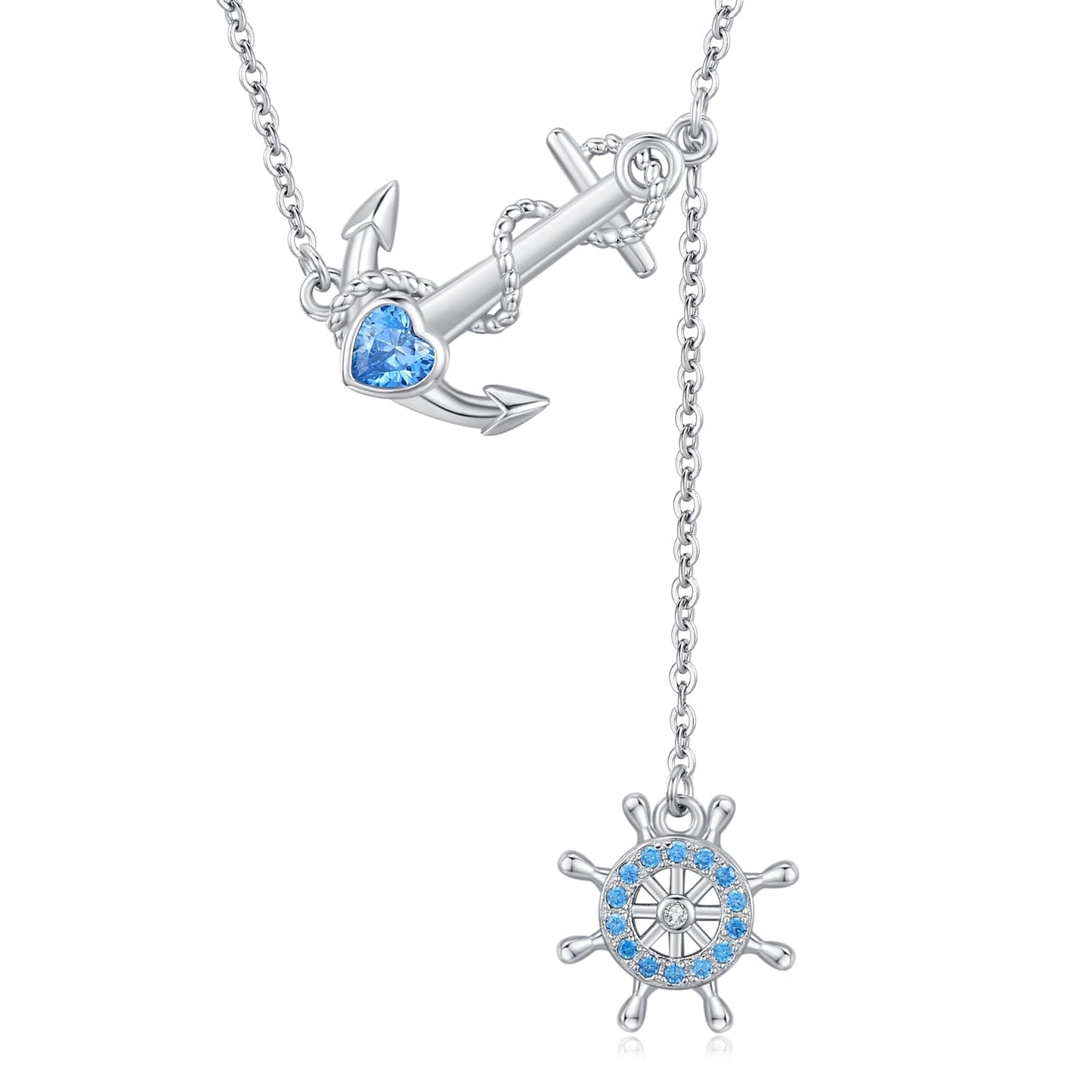 KoyeKei Anchor Necklace for Women 925 Sterling Silver Rudder Anchor Y Shaped Pendant Ocean Themes Nautical Jewelry Christmas Anniversary Graduation Gifts for Lover Best Friend Her