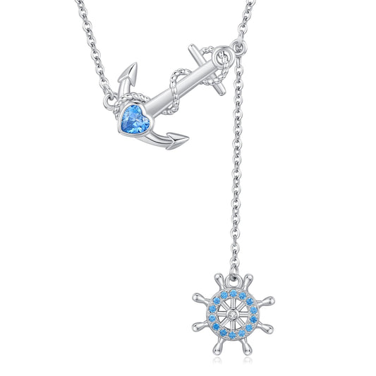 KoyeKei Anchor Necklace for Women 925 Sterling Silver Rudder Anchor Y Shaped Pendant Ocean Themes Nautical Jewelry Christmas Anniversary Graduation Gifts for Lover Best Friend Her