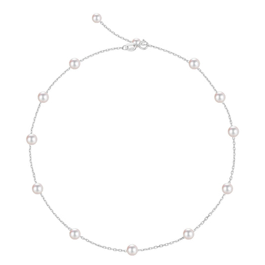 Sereney Sterling Silver Pearl Necklaces for Women, Dainty Birthday Necklaces Pearl Wedding Jewelry as Freshwater Real Bridal Choker Necklace, Sterling Silver Choker Necklace for Bridal Jewelry