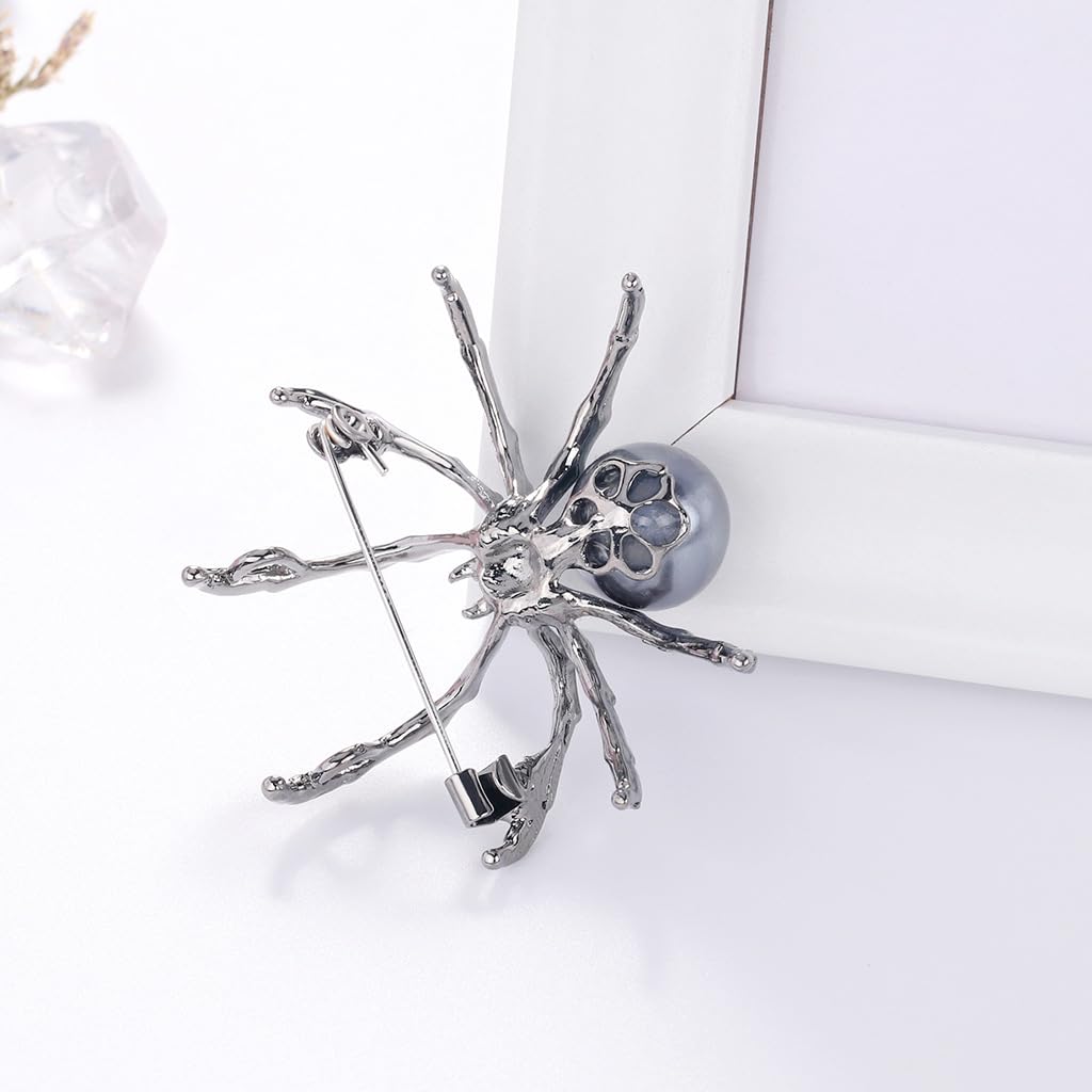 Pearl Spider Brooch for Women Black Spider Brooch Zircon Spider Pin Birthday Mother's Day for Mother Daughter Girlfriend