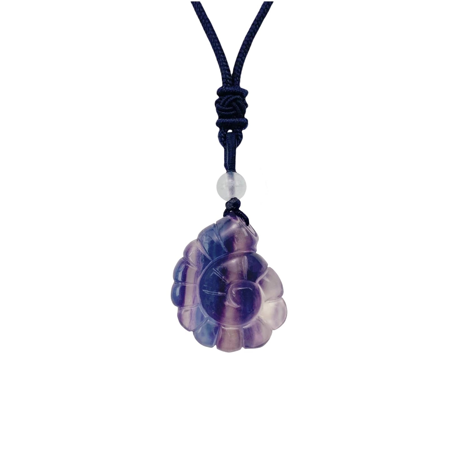 EDEN'S CALL Crystal Conch Shell Necklace for Women Healing Stone Ocean Pendant, Boho Beach Necklace with Polished Natural Gemstone Adjustable Cord Worry Stone Jewelry Gift, Fluorite