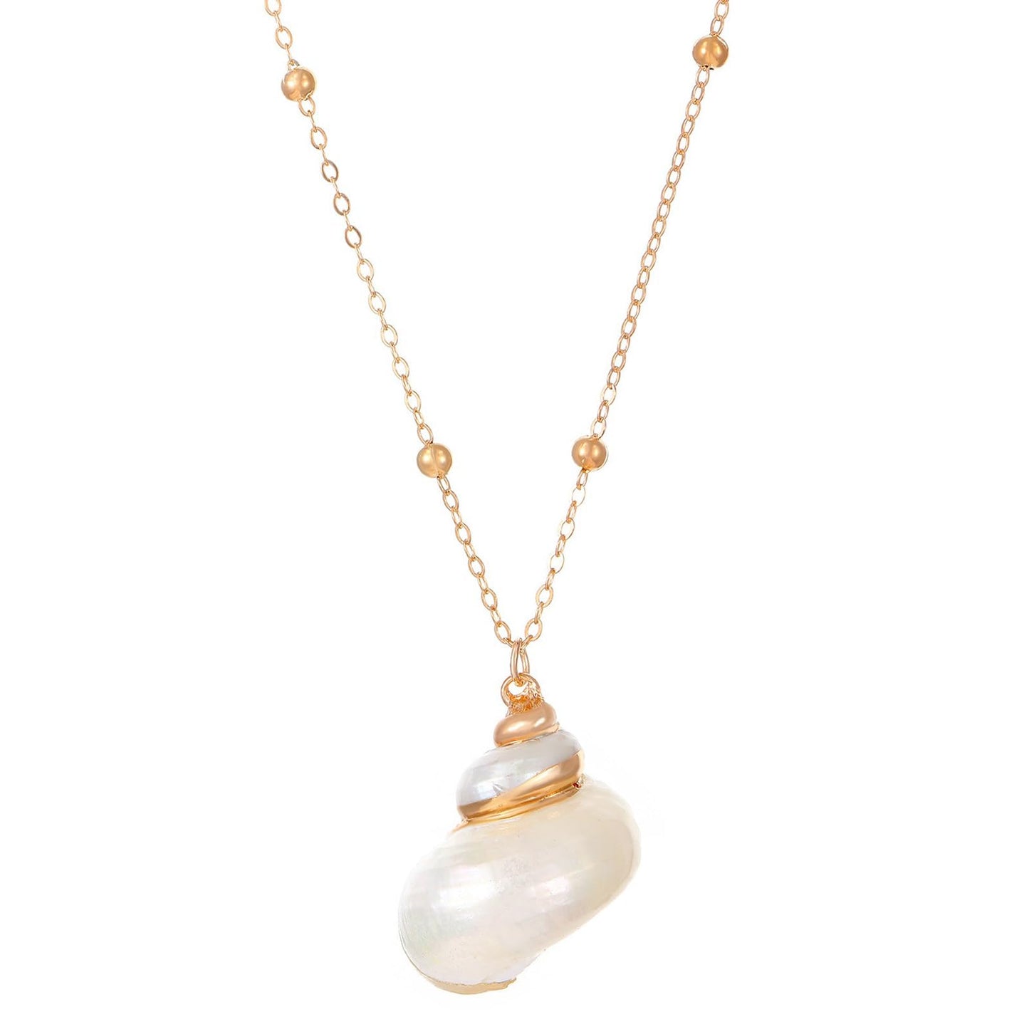 BYETOCE Pure White Conch Pendant Necklace Simple Dainty Gold Plated Ocean Charm Choker Natural Seashell Chain Trendy Boho Beach Jewelry for Women Summer Vacation Decorations