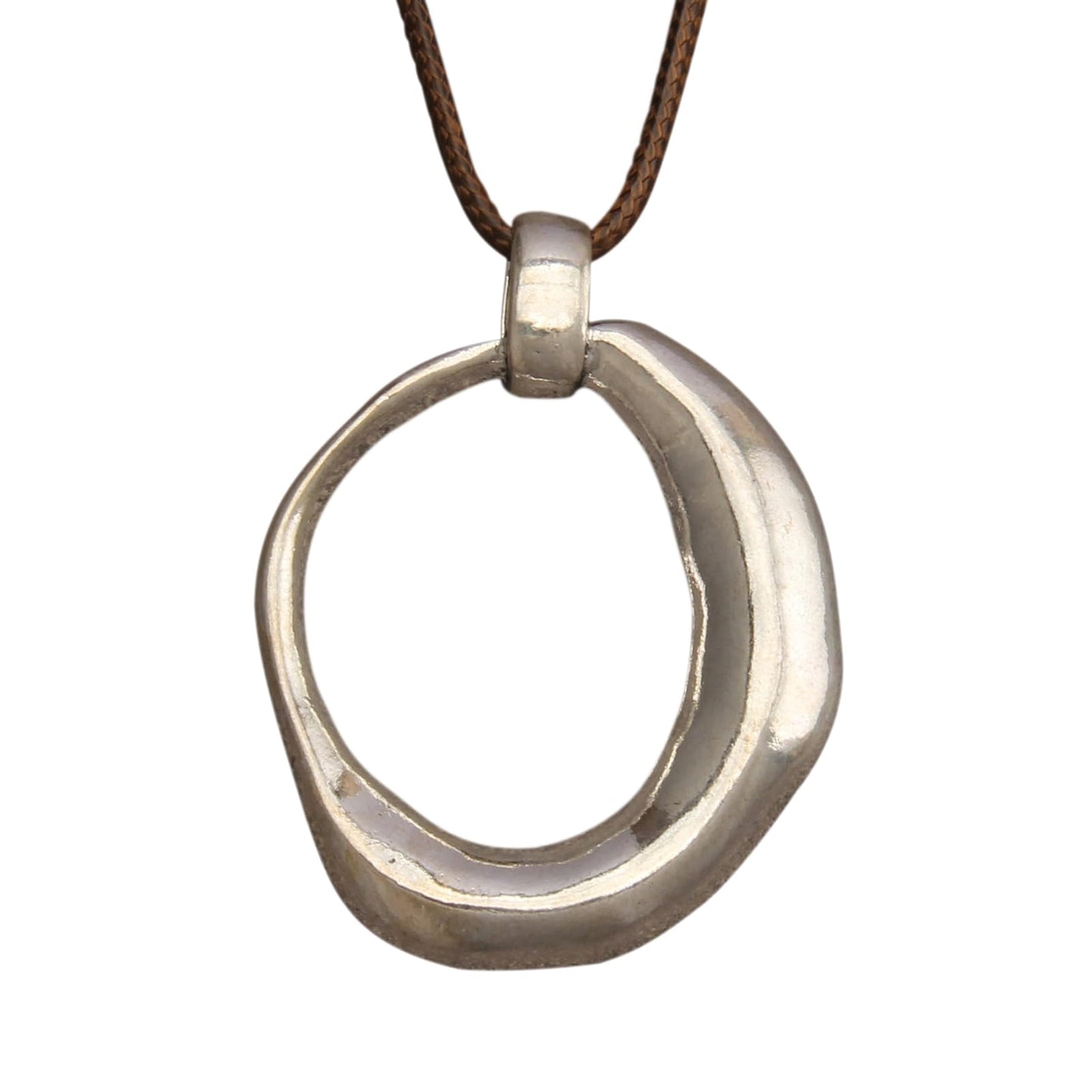 joymiao Boho Necklace for Women Silver Pendant Necklaces Chunky Circle Necklace Leather Cord Necklace Retro Style Jewelry