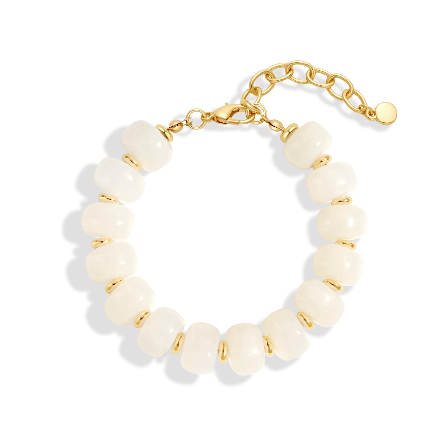 TENTMENTISE Beaded Bracelets for Women, White Beaded Bracelets for Women Trendy, Chunky Gold Plated Bracelets, Womens Boho Summer Beach Jewelry Gifts for Vacation Holiday