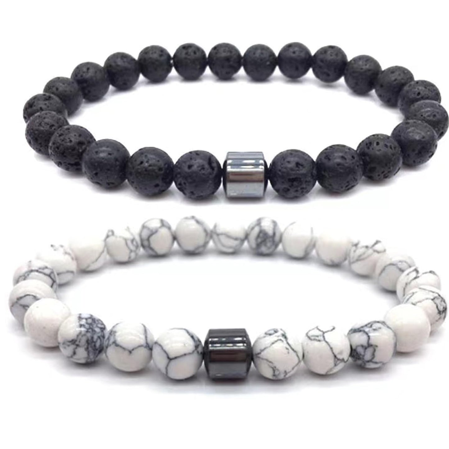 KOFISNI Smoking Cessation Bracelet for Women Men Quit Smoking Bracelets Quit Vaping Aid Bracelet Anti Anxiety Bracelet Spiritual Bracelets Helps Relief Anxiety Frustration Irritability (Black+White)