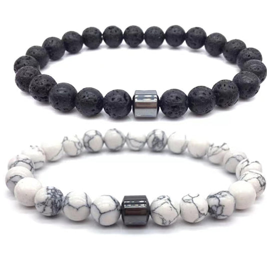 KOFISNI Smoking Cessation Bracelet for Women Men Quit Smoking Bracelets Quit Vaping Aid Bracelet Anti Anxiety Bracelet Spiritual Bracelets Helps Relief Anxiety Frustration Irritability (Black+White)