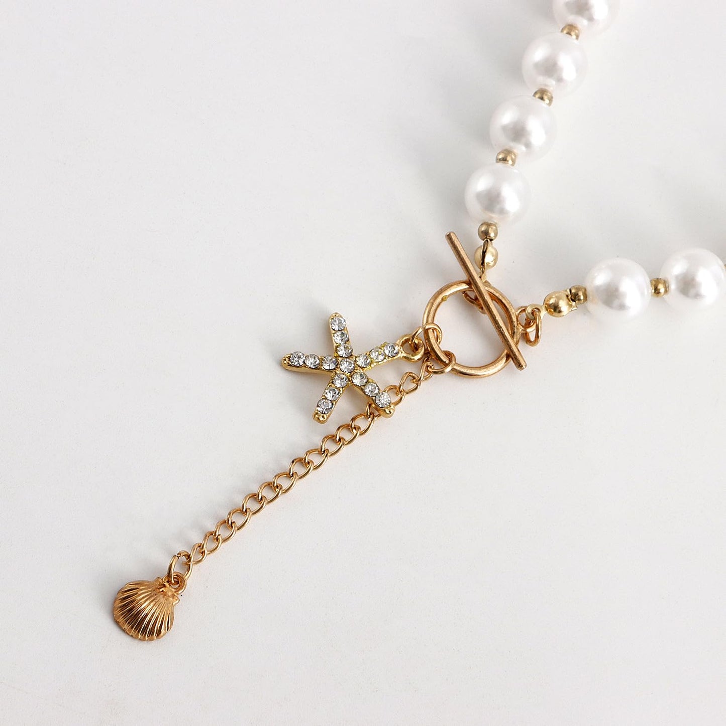 Lookray Starfish Necklace for Women Dainty Seashell Mermaid Charm Necklace Gold Layered Shell Beaded Necklace Boho Summer Beach Jewelry Mermaid Costumes Accessories StyleA