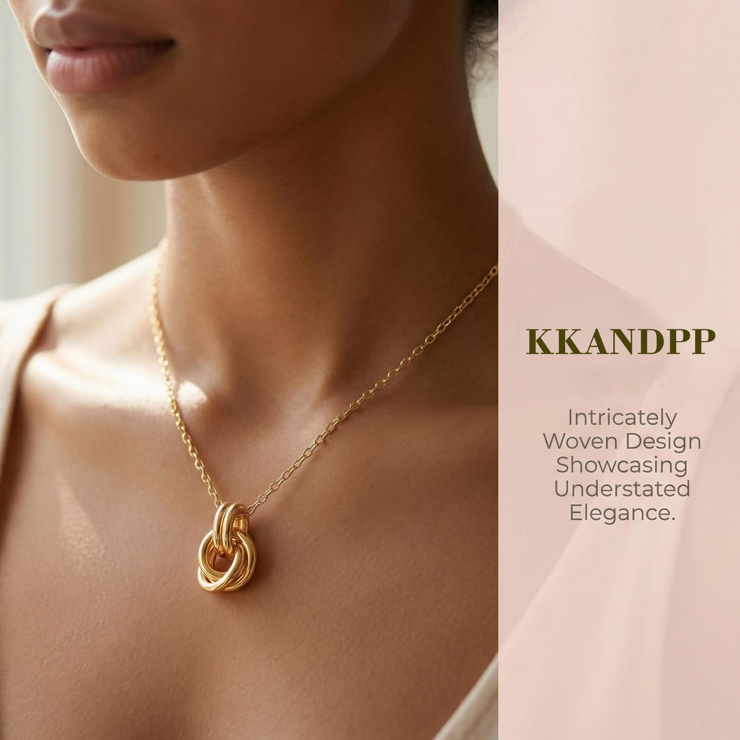 KKANDPP Pendant Necklace for Women, 18K Gold Plated Dainty Chain Knot Choker Necklace, Simple Gold Knot Necklaces Trendy Jewelry Gifts for Women