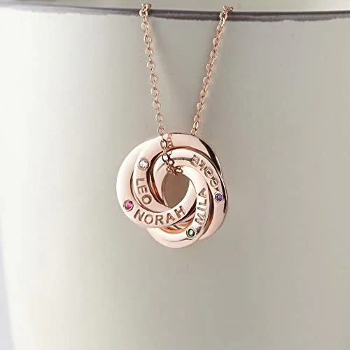 Mom Necklace With Kids Names Birthstones, Children Birthstone Jewelry