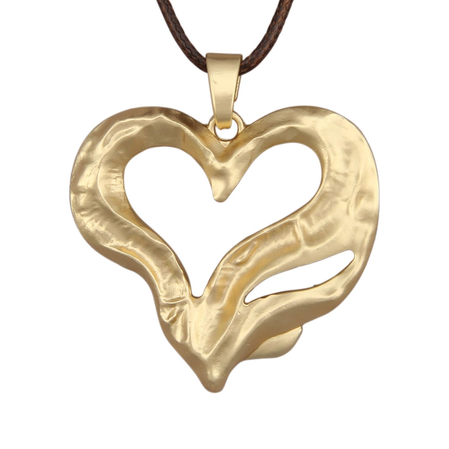 joymiao Bohemian Necklace for Women Long Boho Pendant Necklace with Large Gold Irregular Heart Vintage Hippie Statement Necklaces