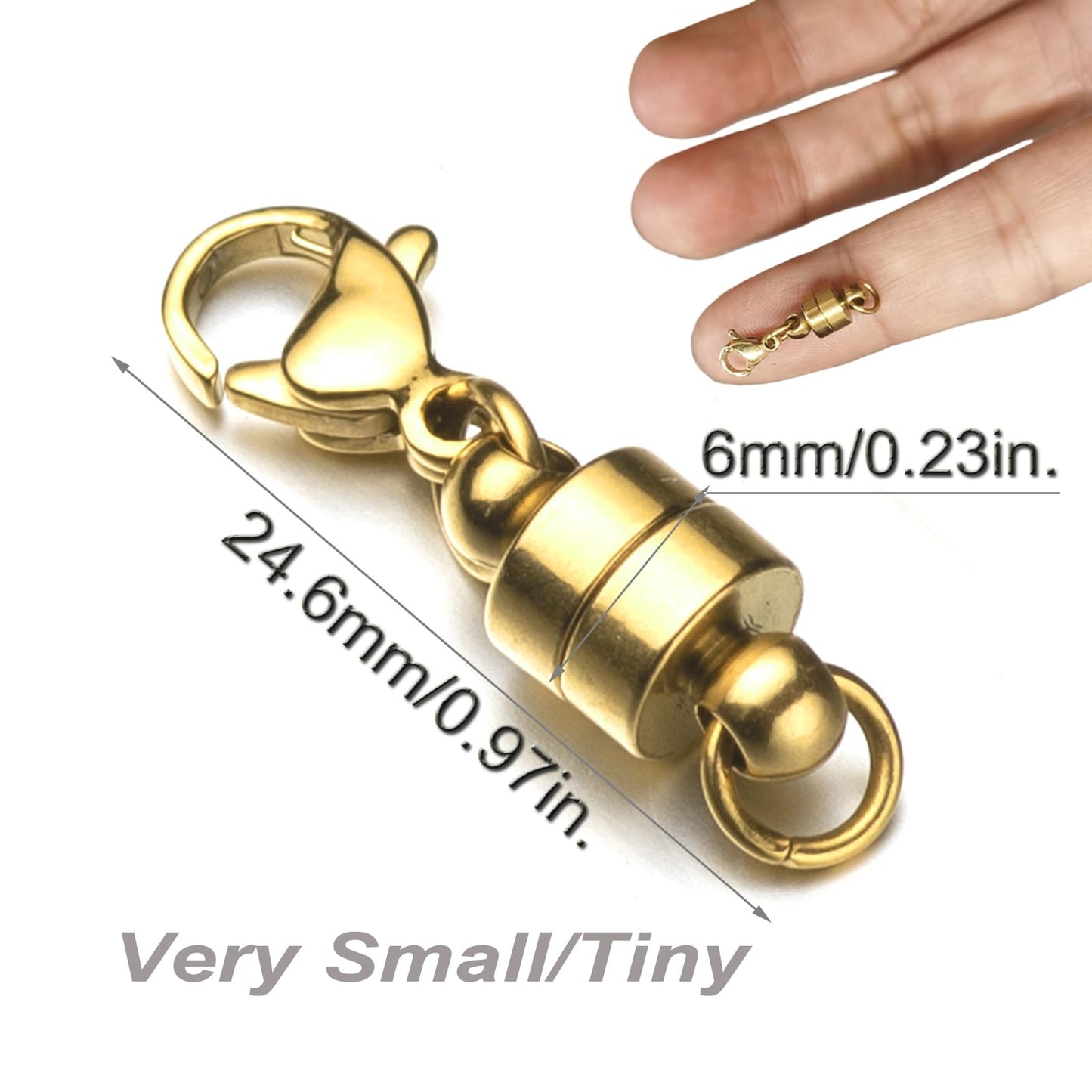 Mizeer Stainless Steel Magnetic Necklace Clasps and Closures, Magnetic Clasp Converter for Jewelry Making Supplies, Chain Extender Connector for Bracelet (2pcs | Gold & Silver)