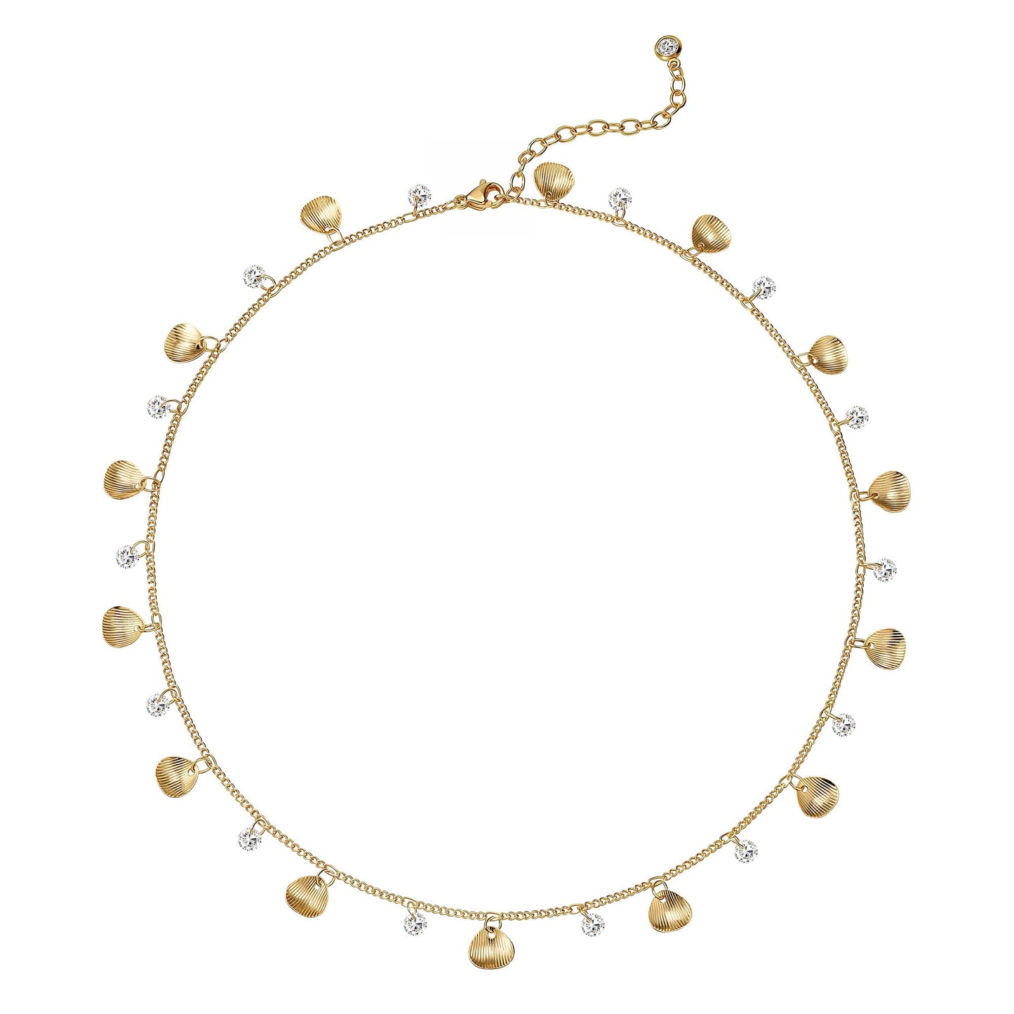 MYEARS Gold Shell Charm Choker Necklaces for Women 14K Gold Plated Dainty Cute Cubic Zirconia Choker Summer Ocean Beach Jewelry Trendy