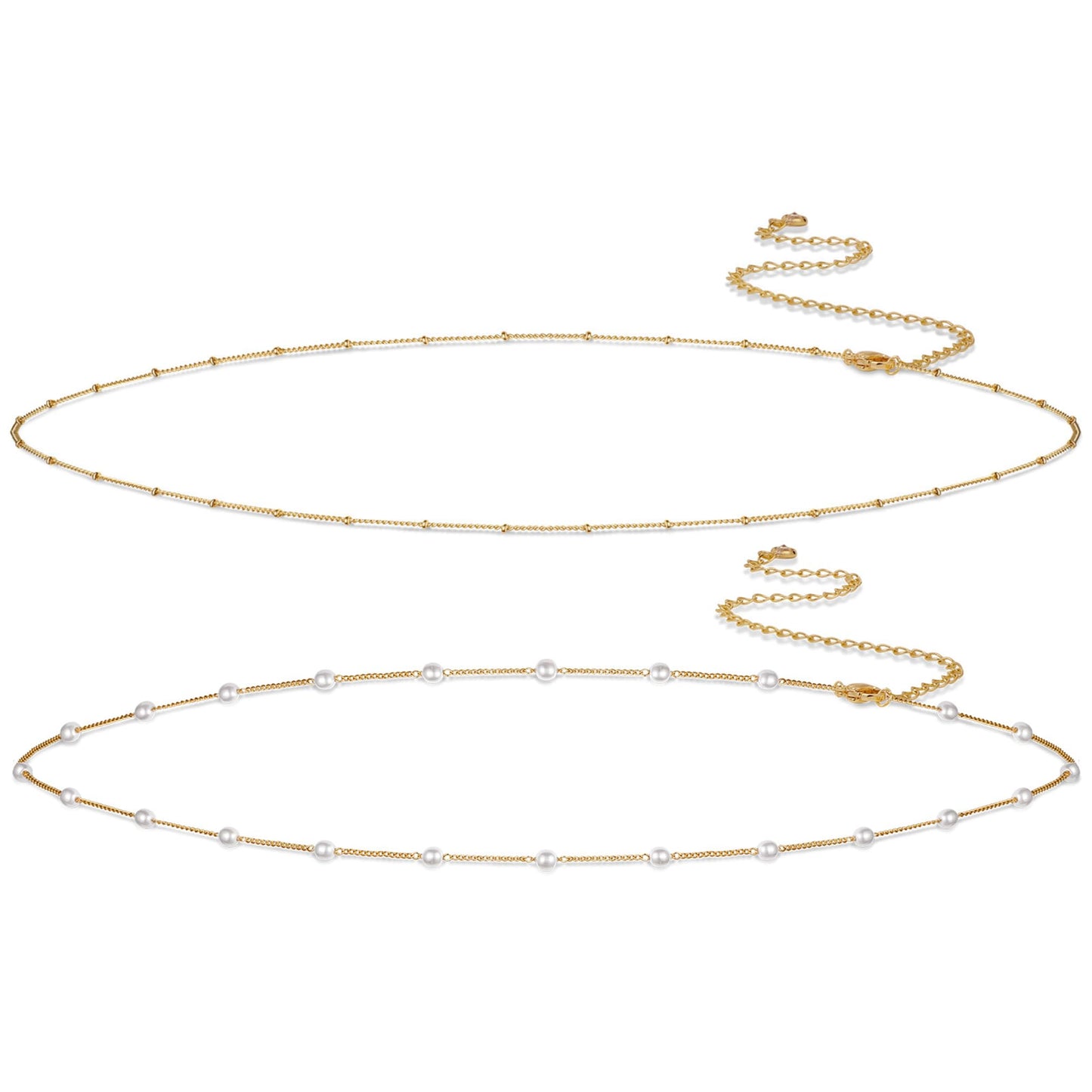 Kyerlyn Gold Plated Body Chains Dainty Boho Layered Beach Waist Pearl Chain Adjustable Bikini Belly Chain Jewelry Accessories for Women Sexy