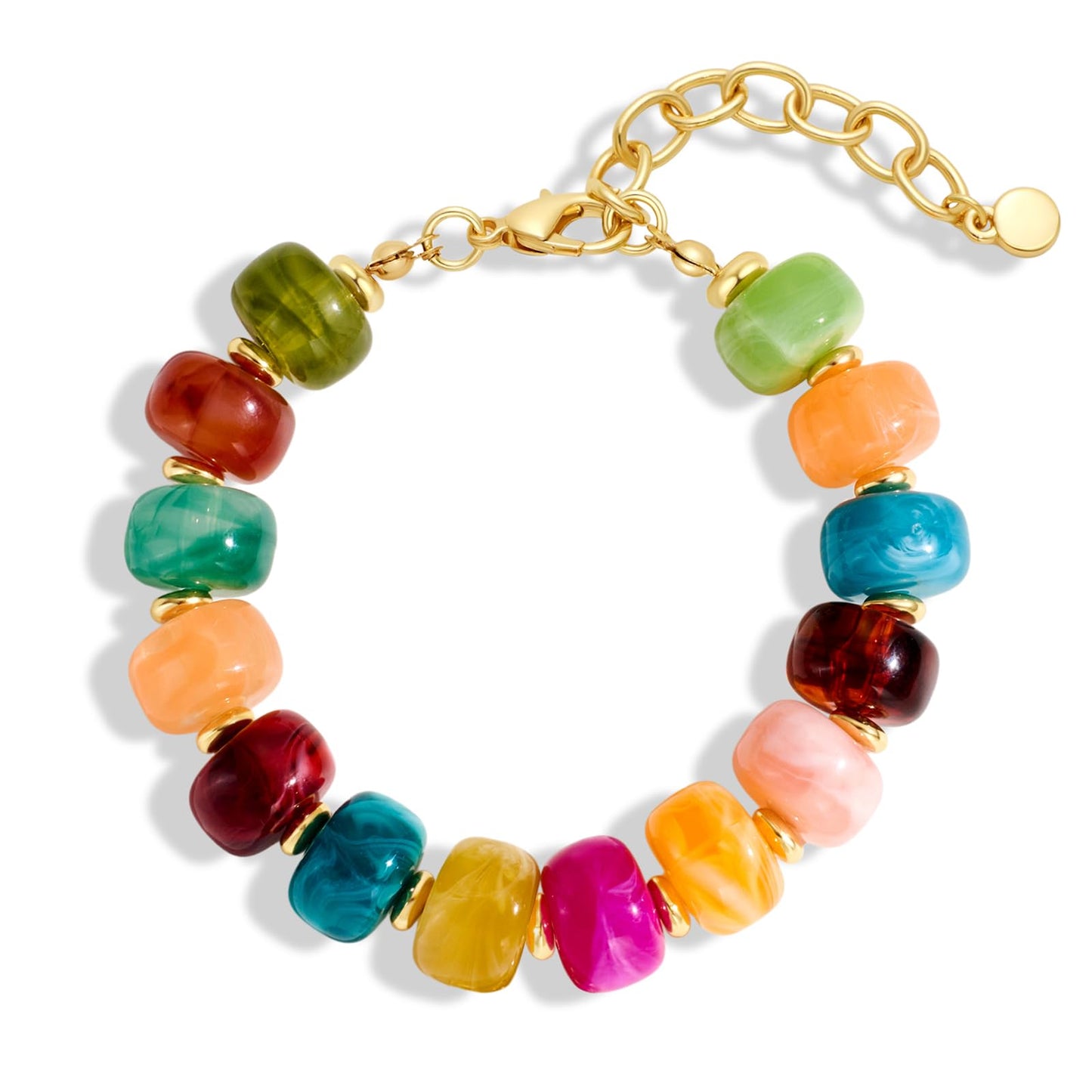 HolidayQbee Beaded Bracelets for Women Dainty Chunky Bracelet Coloful Beaded Boho Summer Bracelet Fashion Trendy Stone Beads Bracelet Beach Jewelry Gifts