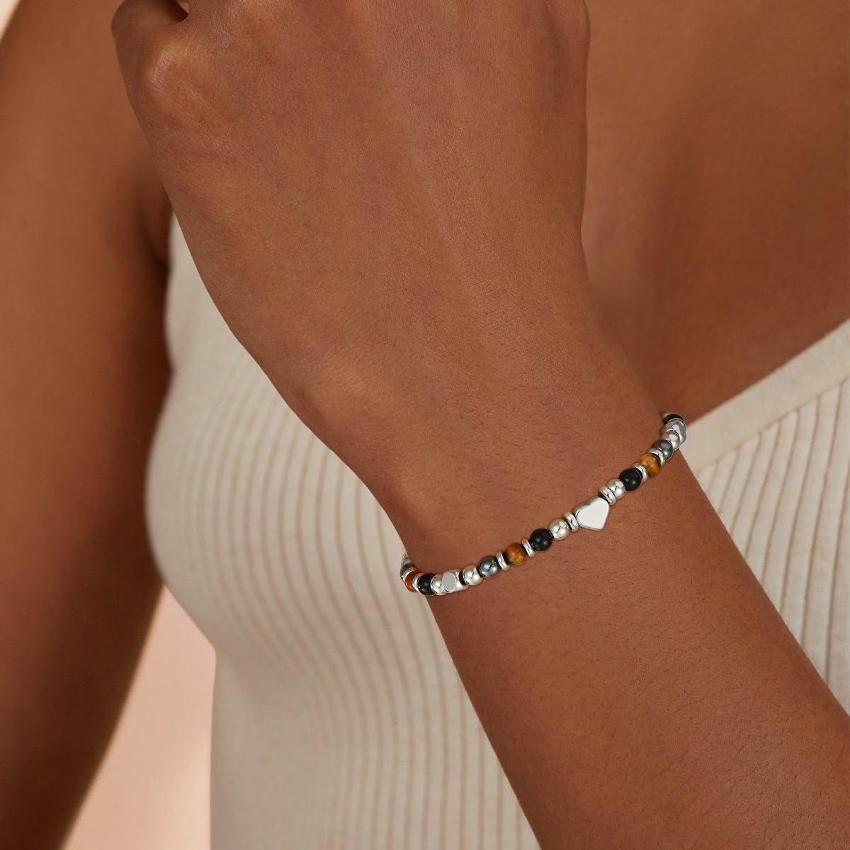 Pavkki Triple Protection Bracelet for Women Gifts Energy Hematite Black Tourmaline Tigers Eye Bead Crystal Healing Jewelry Natural Stones
