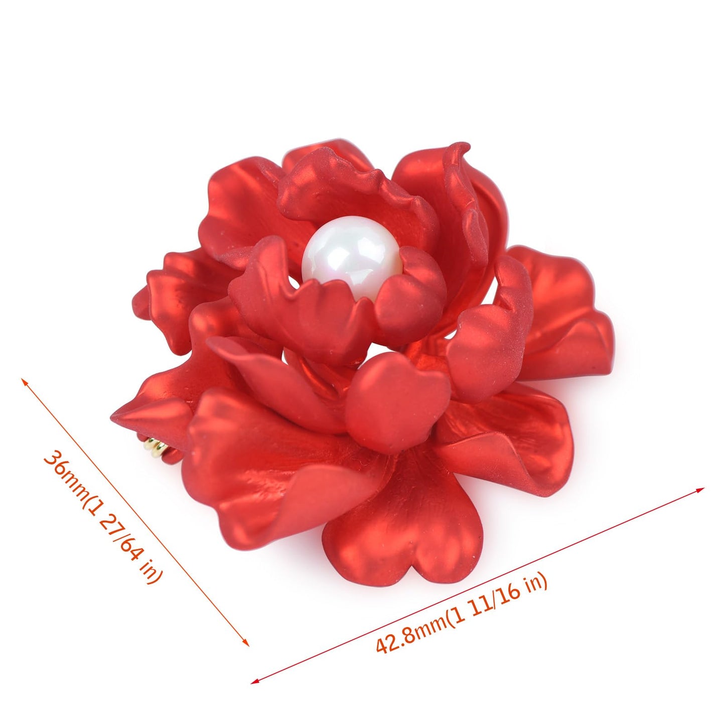 YYBONNIE Elegant Crystal Blooming Rose Flower Brooch Lapel Pin Breastpin for Women Birdal Cardigan Hat Scarf Suit Sweater Floral Pins (Red Pearl Peony Flower)