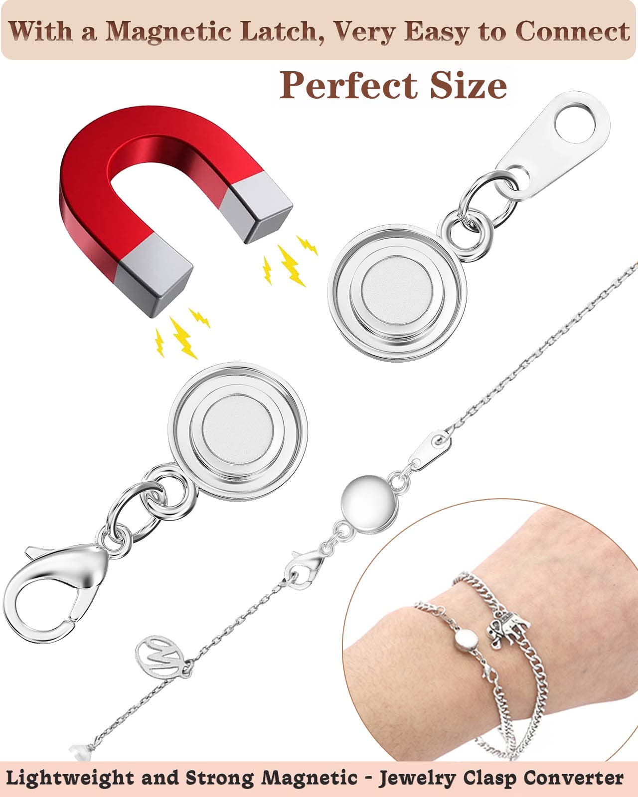 Dailyacc Necklace Clasps and Closures - Round Bracelet Extender Clasps for Jewelry Making