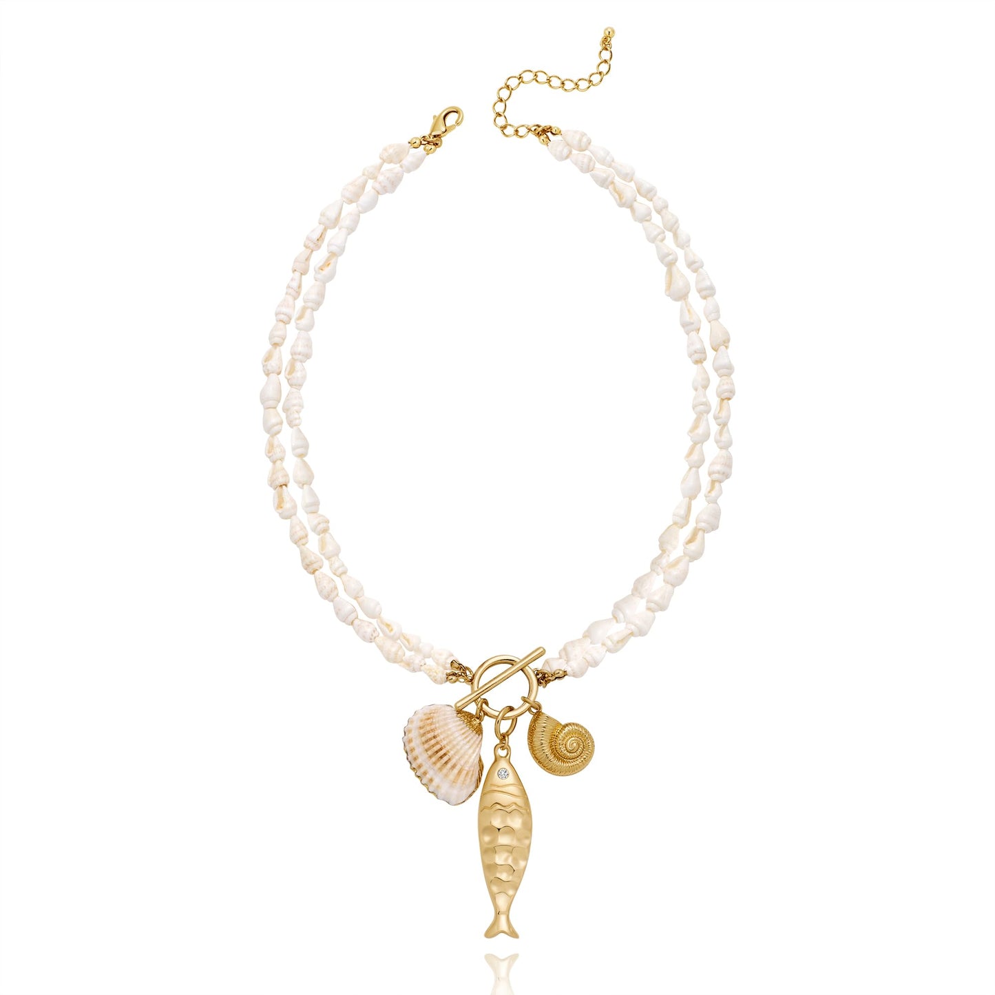 LILIE&WHITE Gold Fish Necklaces for Women Shiny Shell Conch Pendant Necklaces Classic Beach Statement Charms Necklace Jewelry Gift