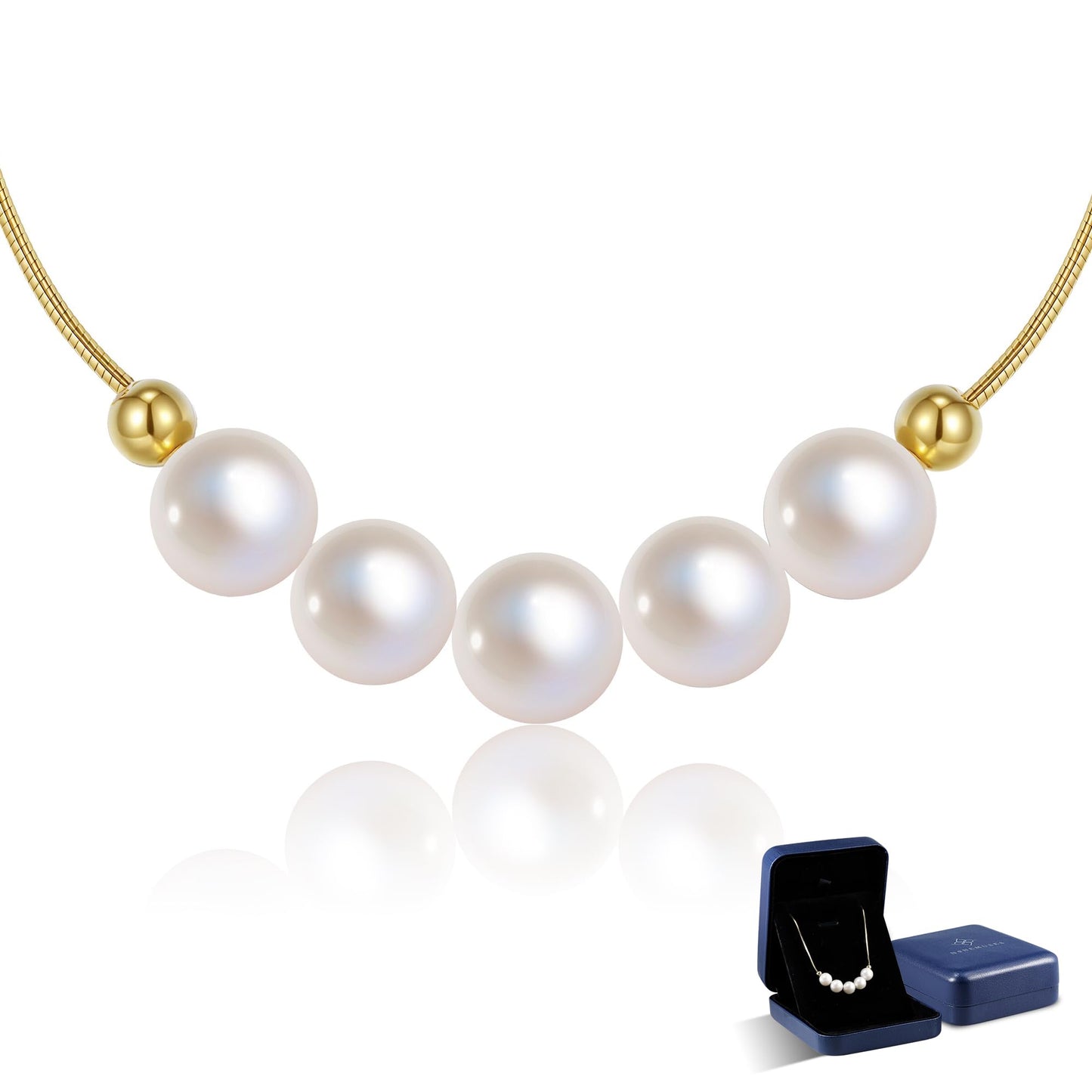 N9NEMUSES Edison Pearl Necklace for Women, 7mm AAAA+ Real Freshwater Cultured Pearl Necklace in 925 Sterling Silver, Anniversary Birthday Mother's Day Jewelry Gifts for Women Wife Mom Girlfriend Her
