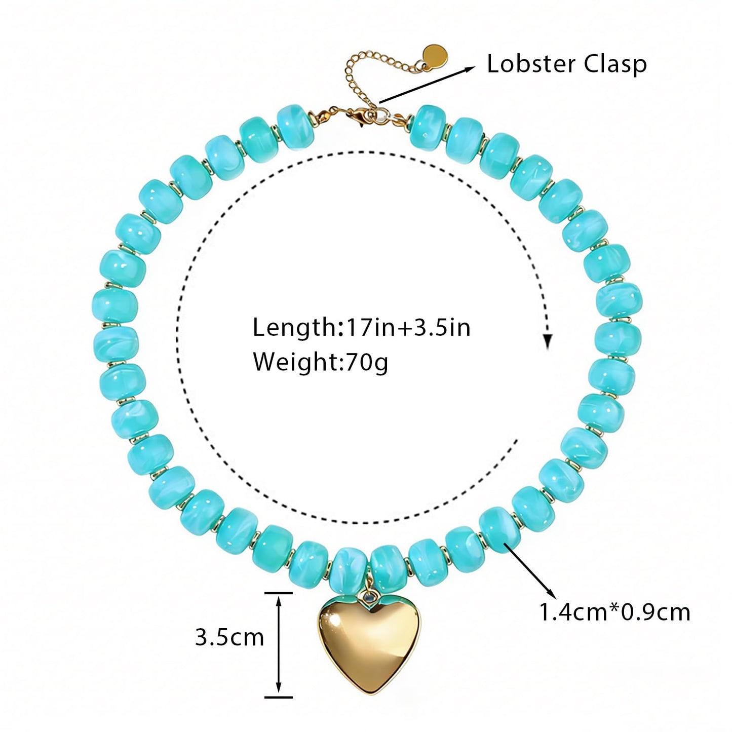 joymiao Resin Chunky Beaded Necklace for Women Colorful Beaded Necklaces Statement Necklace Summer Handmade Jewelry Accessories