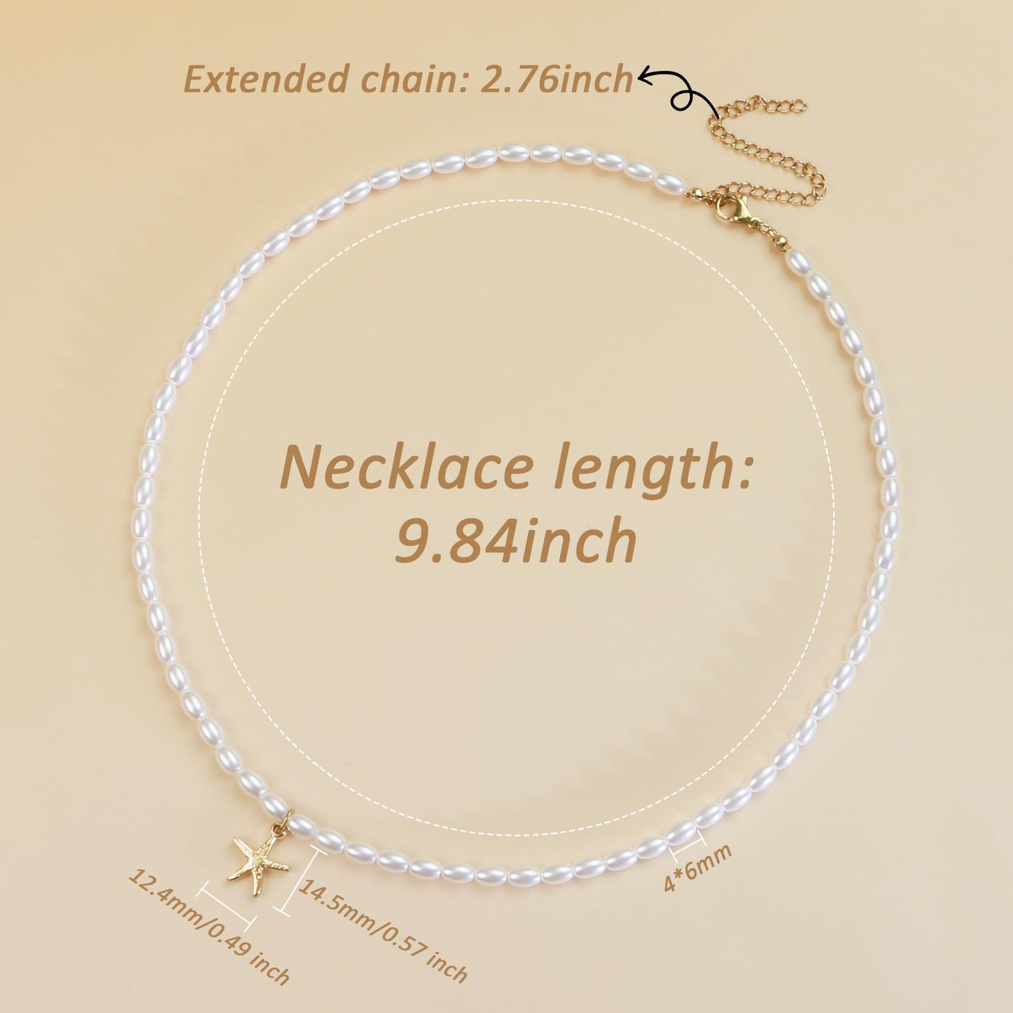 Sereney Starfish Necklace for Women, Gold Seashell Charm Pearl Necklace for Her, Dainty Summer Beach Necklace as Sea Shell Jewelry Pearl Choker Necklace for Daughter Friend Sister Bridal Jewelry