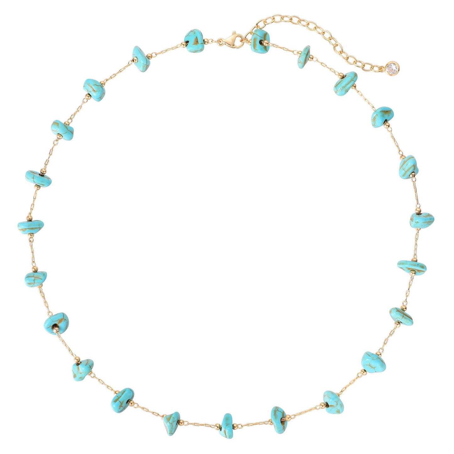 LOLAR RAY Turquoise Jewelry for Women - 14K Gold Plated Irregular Boho Necklaces for Women Summer Beach Boho Choker Bead Gift