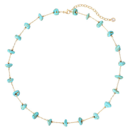 LOLAR RAY Turquoise Jewelry for Women - 14K Gold Plated Irregular Boho Necklaces for Women Summer Beach Boho Choker Bead Gift