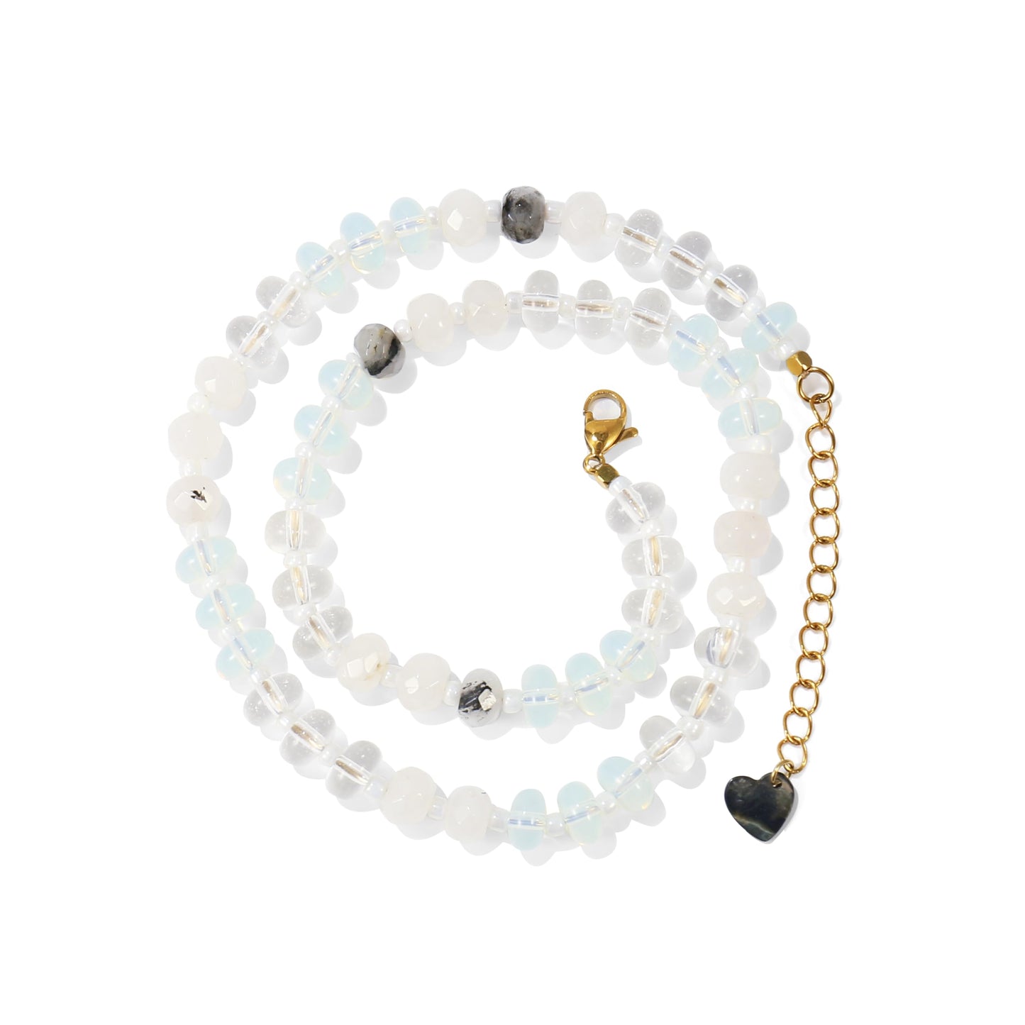 Gemstone Beaded Necklace for Women White Natural Stone Freshwater Pearl Surfer Beach Rainbow Necklace Jewelry Gift