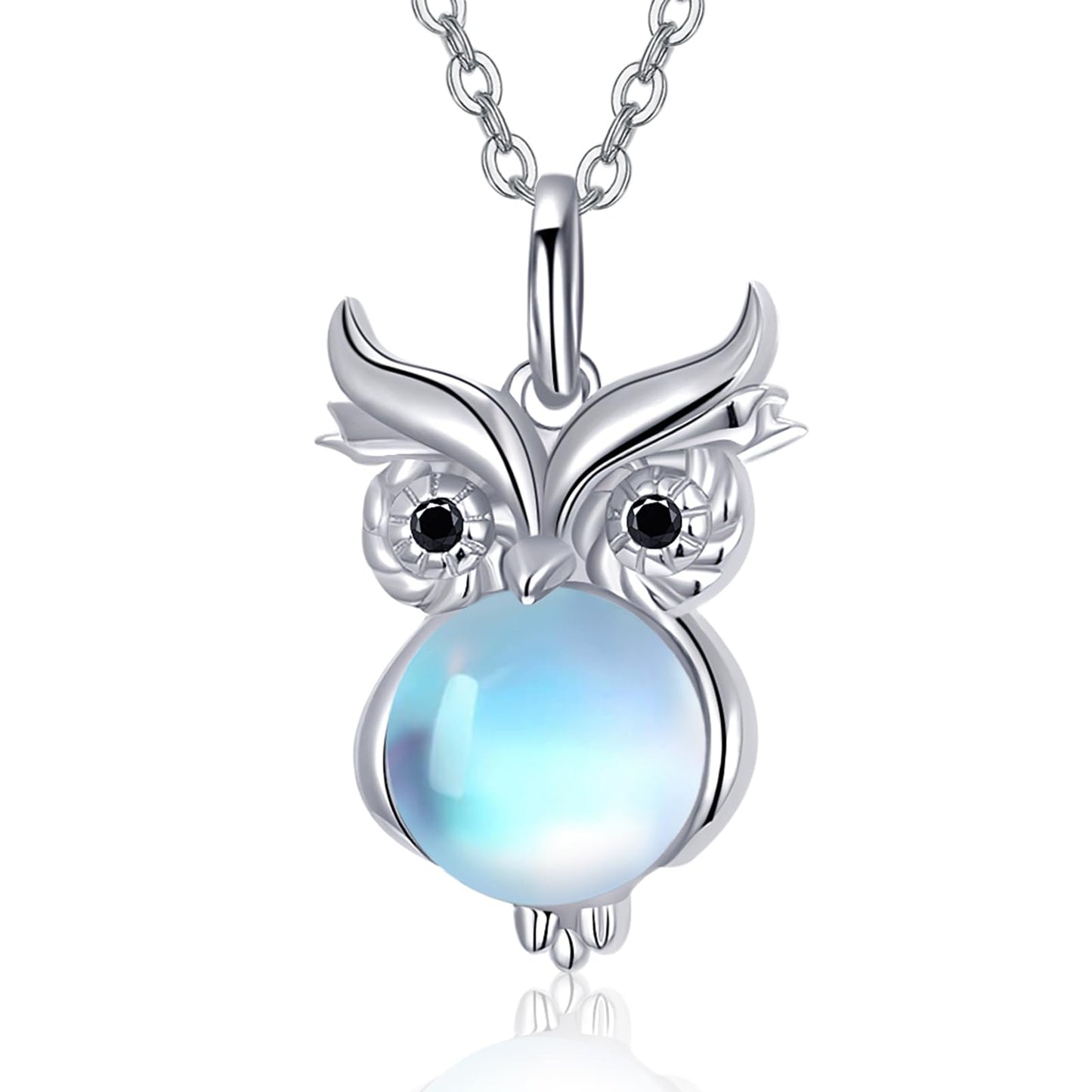 Dreamboat Owl Necklaces for Women 925 Sterling Silver Moonstone Owls Pendant Necklace Bird Jewelry Gifts for Owl Lovers