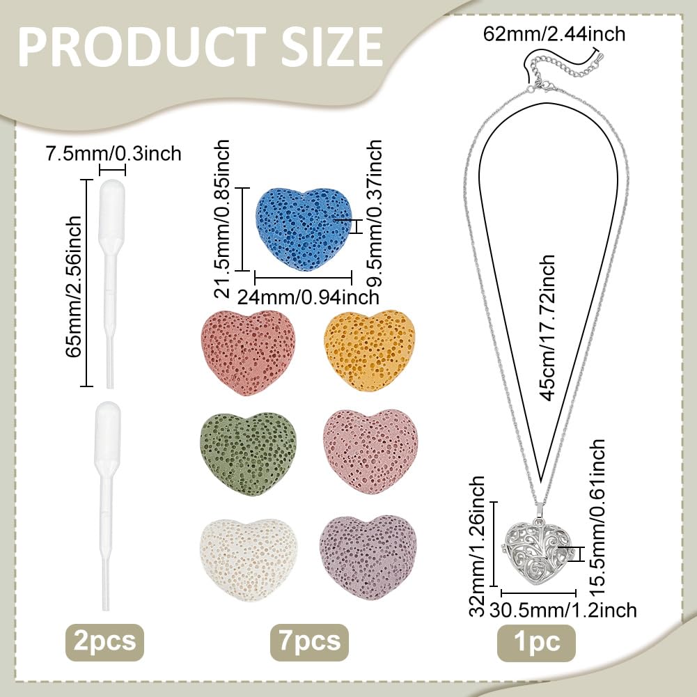 PH PandaHall Aromatherapy Essential Oil Diffuser Necklaces Love Heart Hollow Locket Pendant Necklace Tree of Life Pattern Locket Pendant Scent Necklace with 7 Lava Rocks Stones for Men Women Gifts