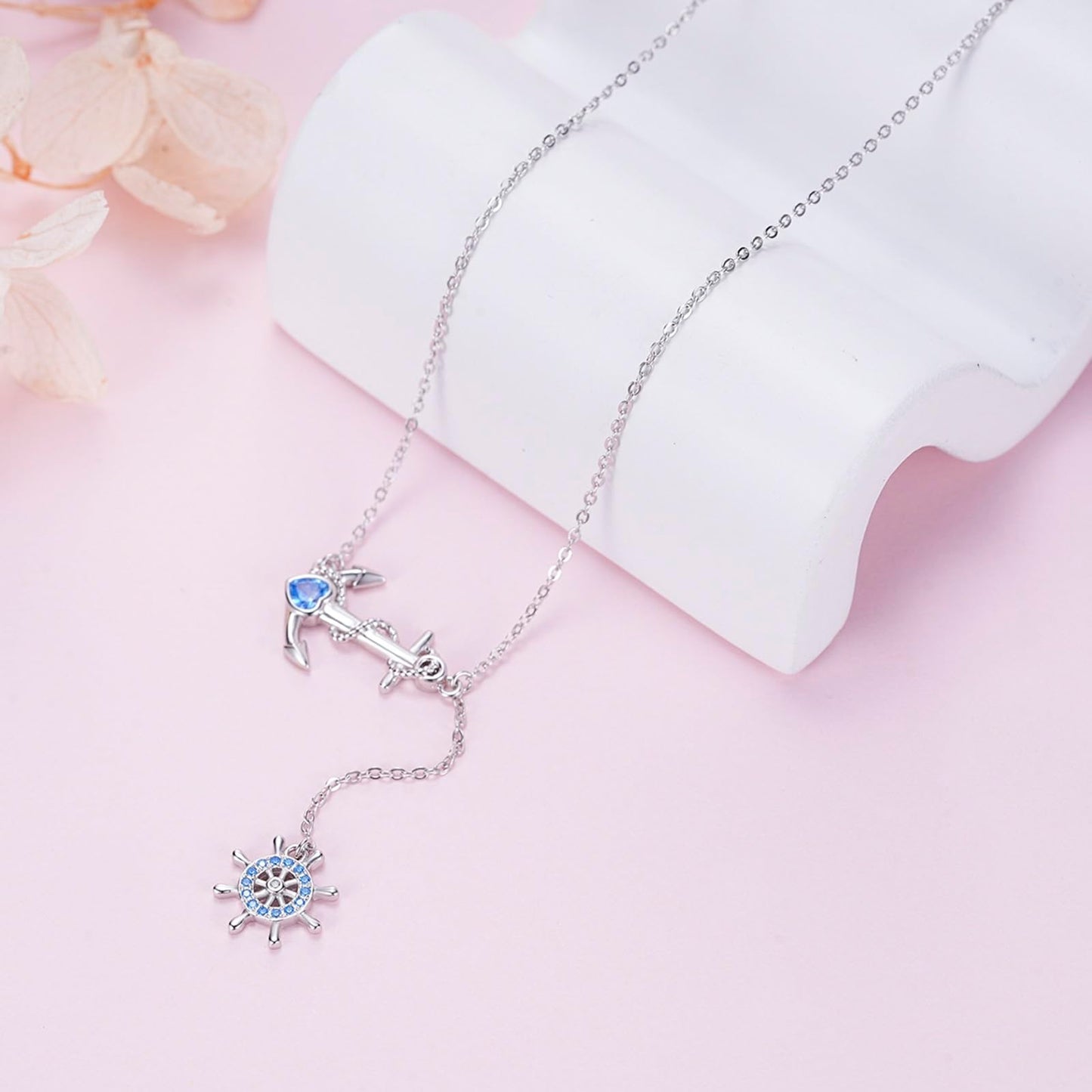 KoyeKei Anchor Necklace for Women 925 Sterling Silver Rudder Anchor Y Shaped Pendant Ocean Themes Nautical Jewelry Christmas Anniversary Graduation Gifts for Lover Best Friend Her