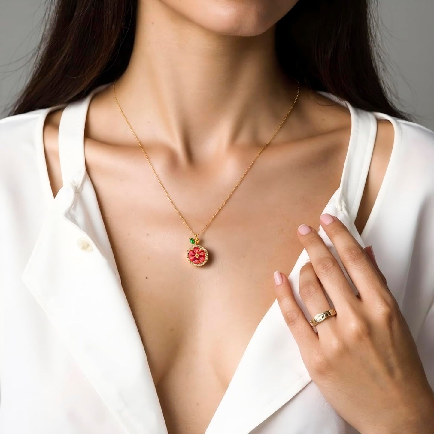 Tessalyn 18K Gold Plated Fruits Necklace, Sweet Little Lemon Pendant Necklace, Fruits Jewelry for Women Gifts, Personalized Pendant