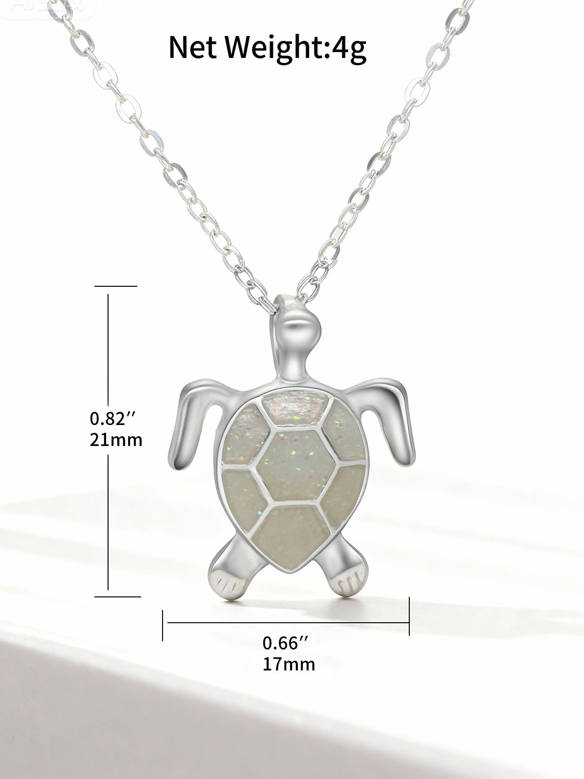 PIYIZ White Turtle Pendant Necklace Silver Stainless Steel Cute Animal Ocean Jewelry for Women