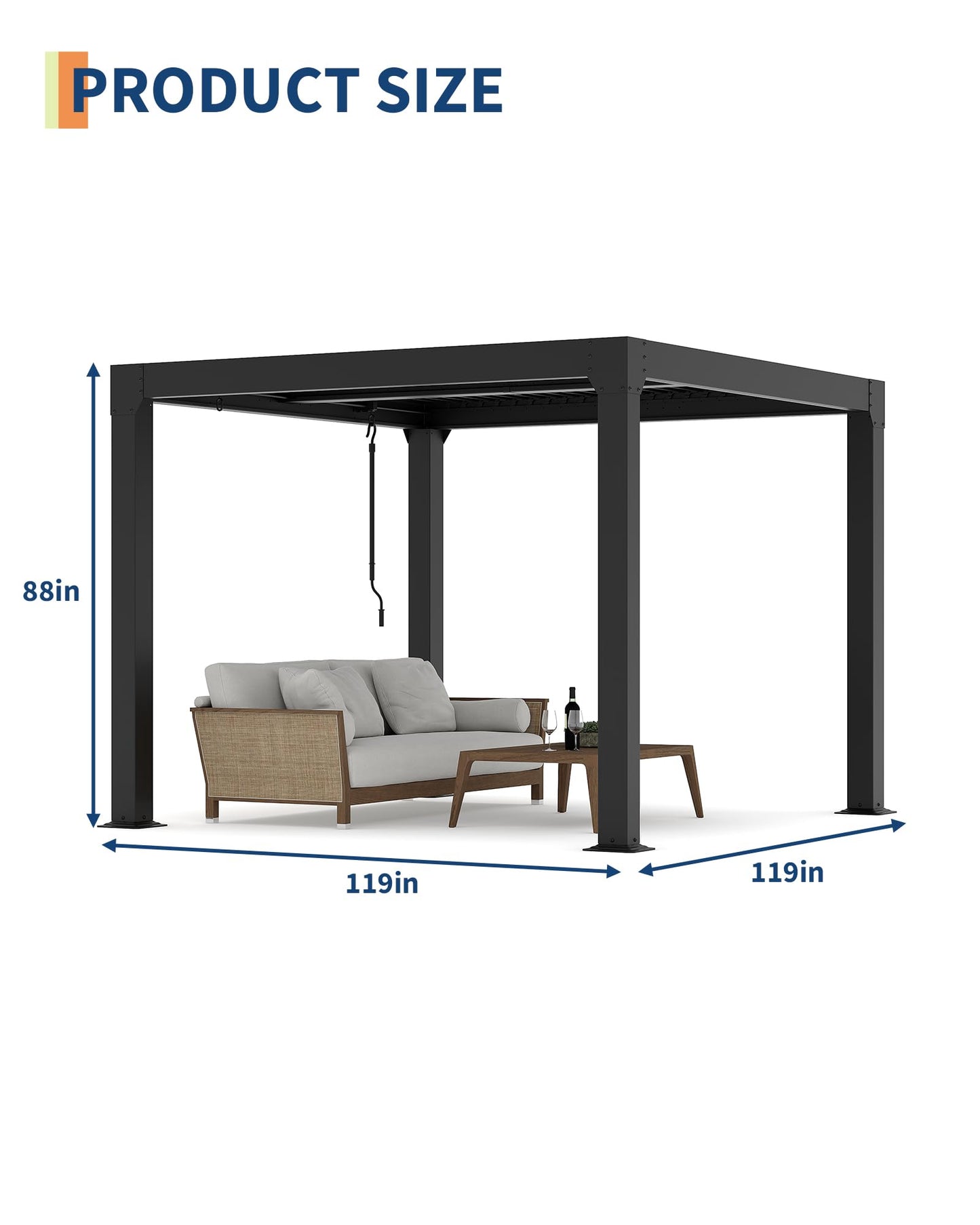 GarveeLife Louvered Pergola 10 ft x10', Outdoor Pergola with Adjustable Louvered Roof, Reinforced Aluminum Frame, Integrated Drainage System, Hardtop Gazebo for Patio, Deck, Gray