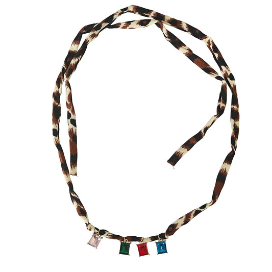 Wailike Scarf Necklace with Charm for Women Leopard Choker Necklaces Silk Tie Necklaces Scarfs Choker Necklaces Jewelry GD5